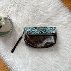 LIKE NEW Patricia Nash tooled leather fold over large clutch bag
